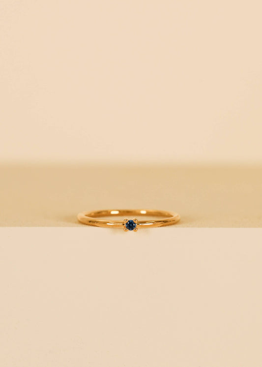 Petite Gold Pinky Rings - Blue