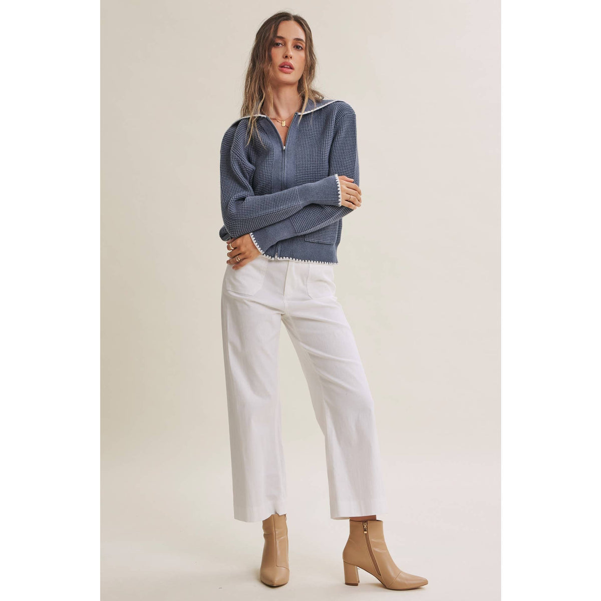 Benson Waffle Knit Zip-Up
