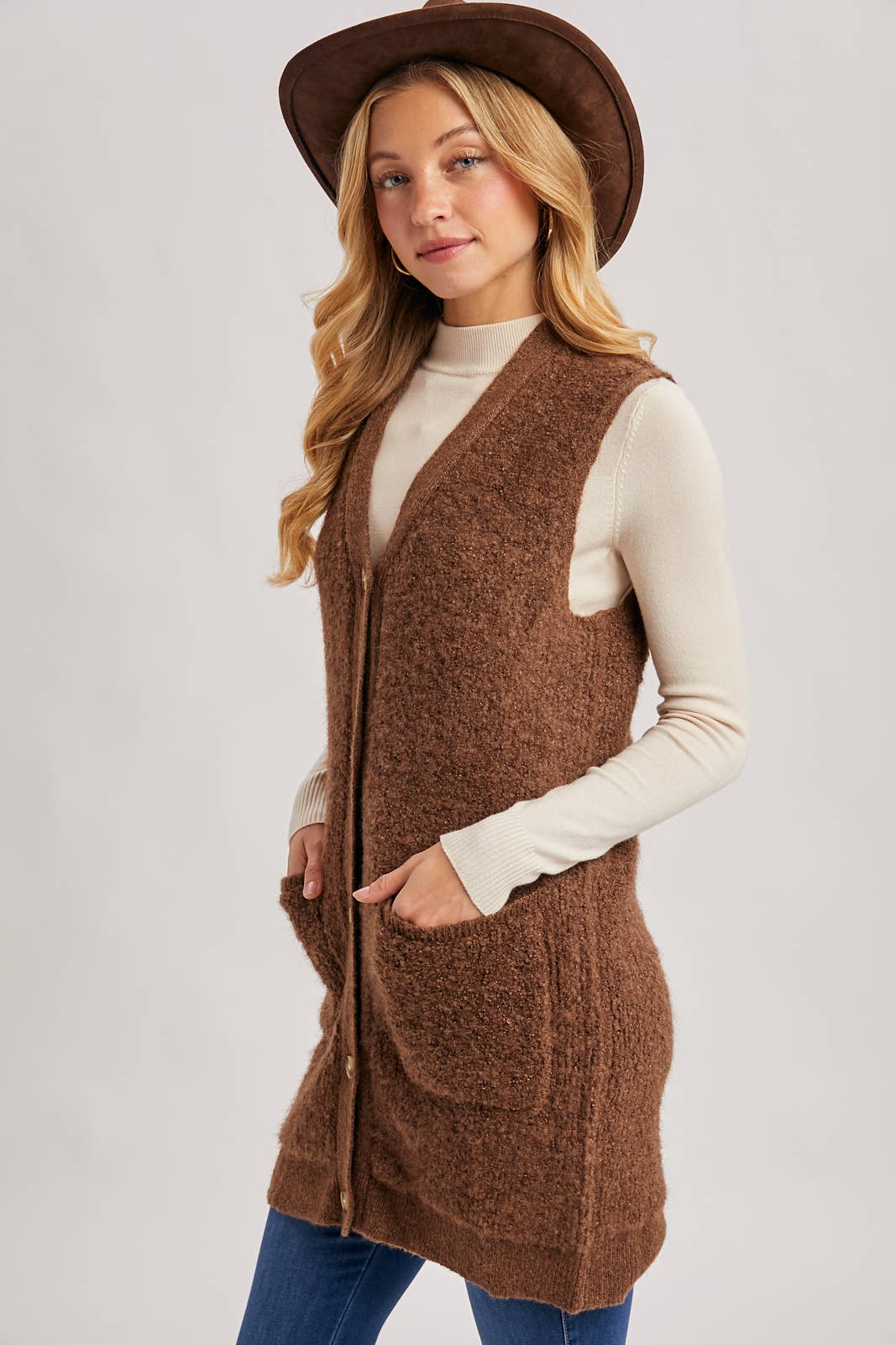 Teddy Knit Long Lined Vest