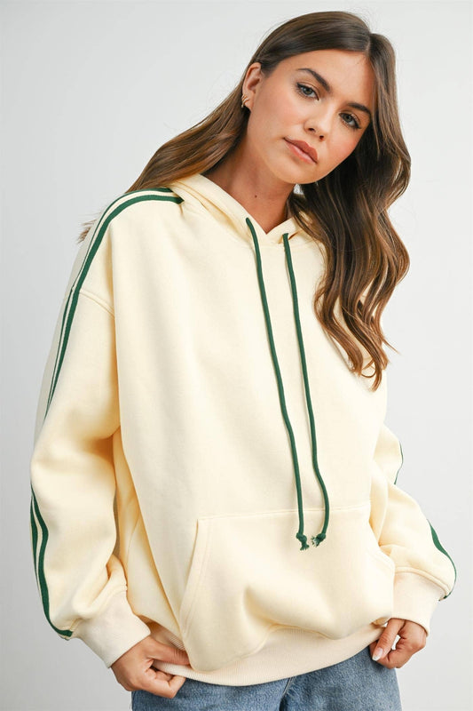 Winnie Contrast Striped  Drawstring Hoodie