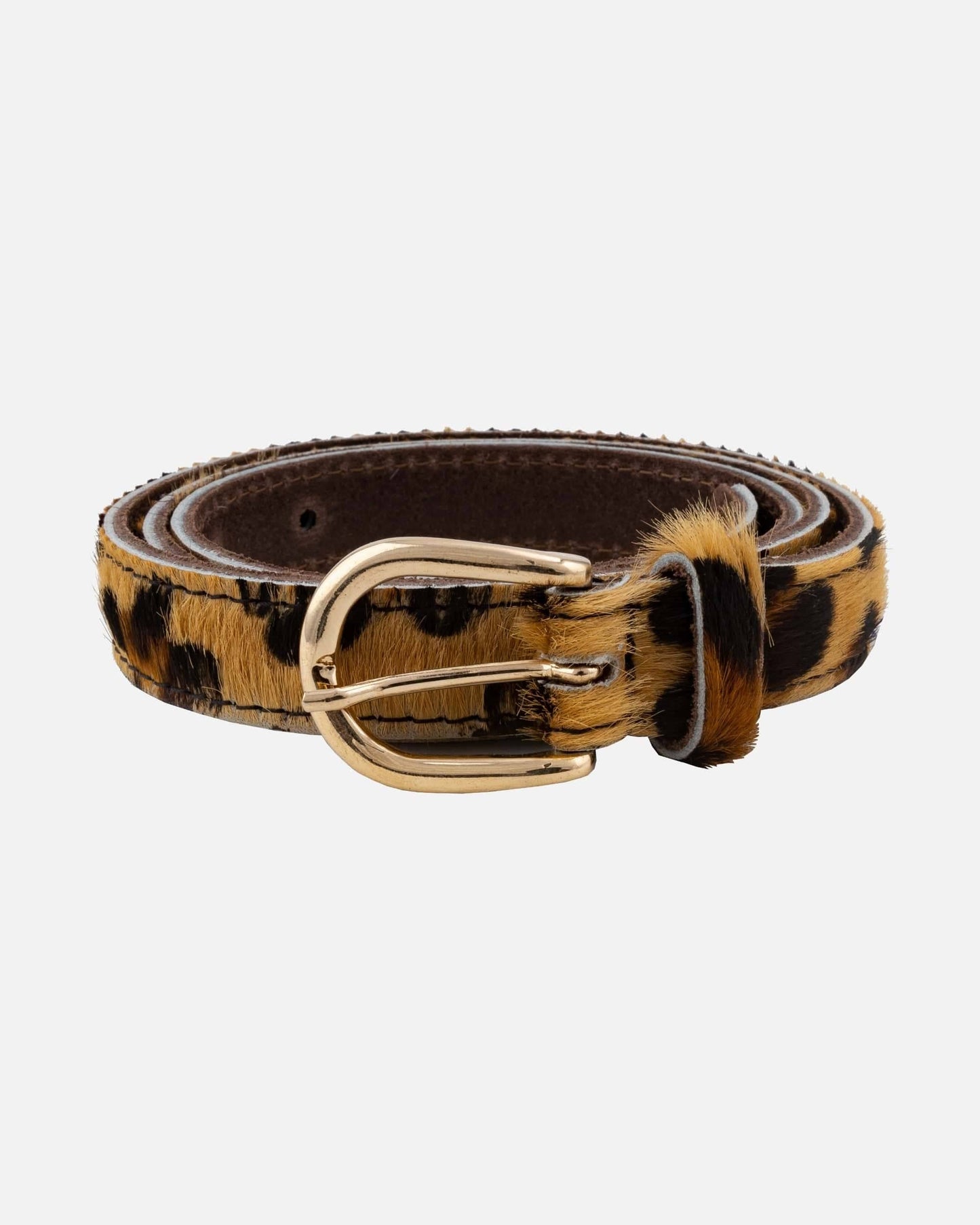 Dania | Gold Leopard Skinny Leather Belt Women