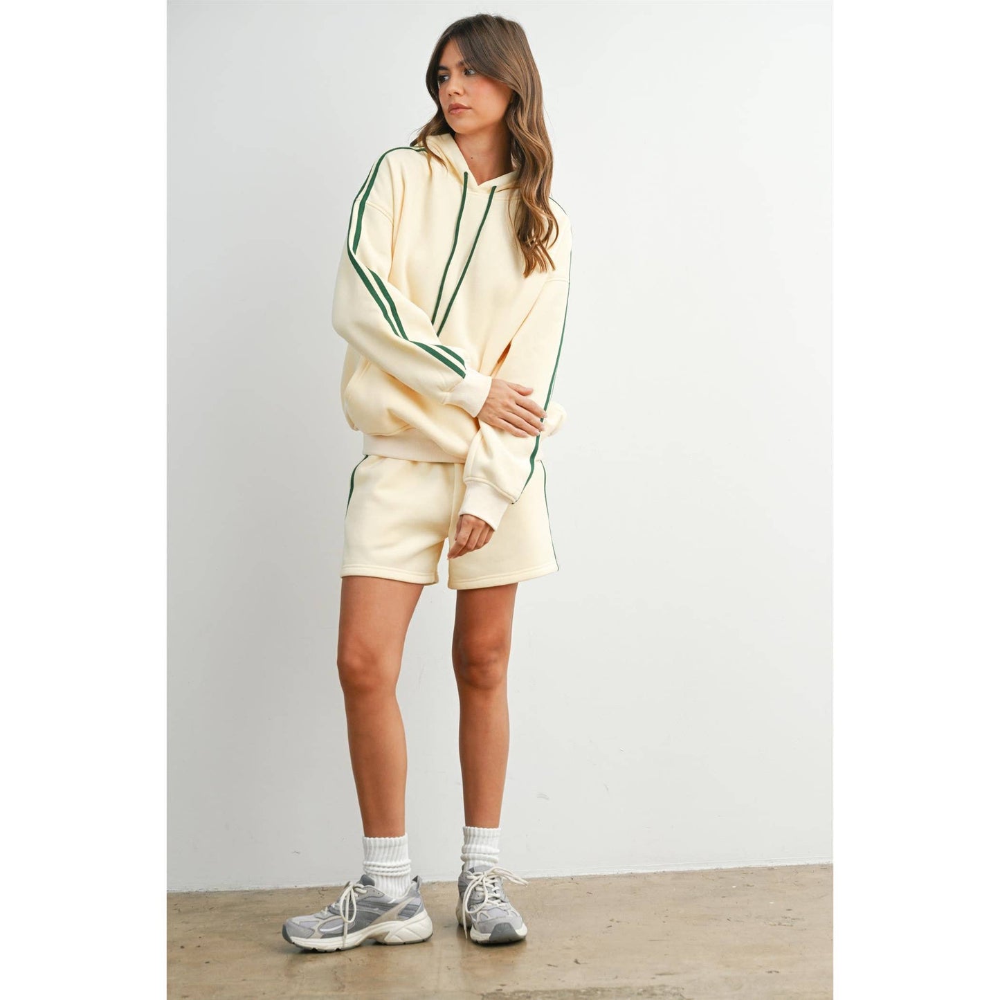 Winnie Contrast Striped  Drawstring Hoodie