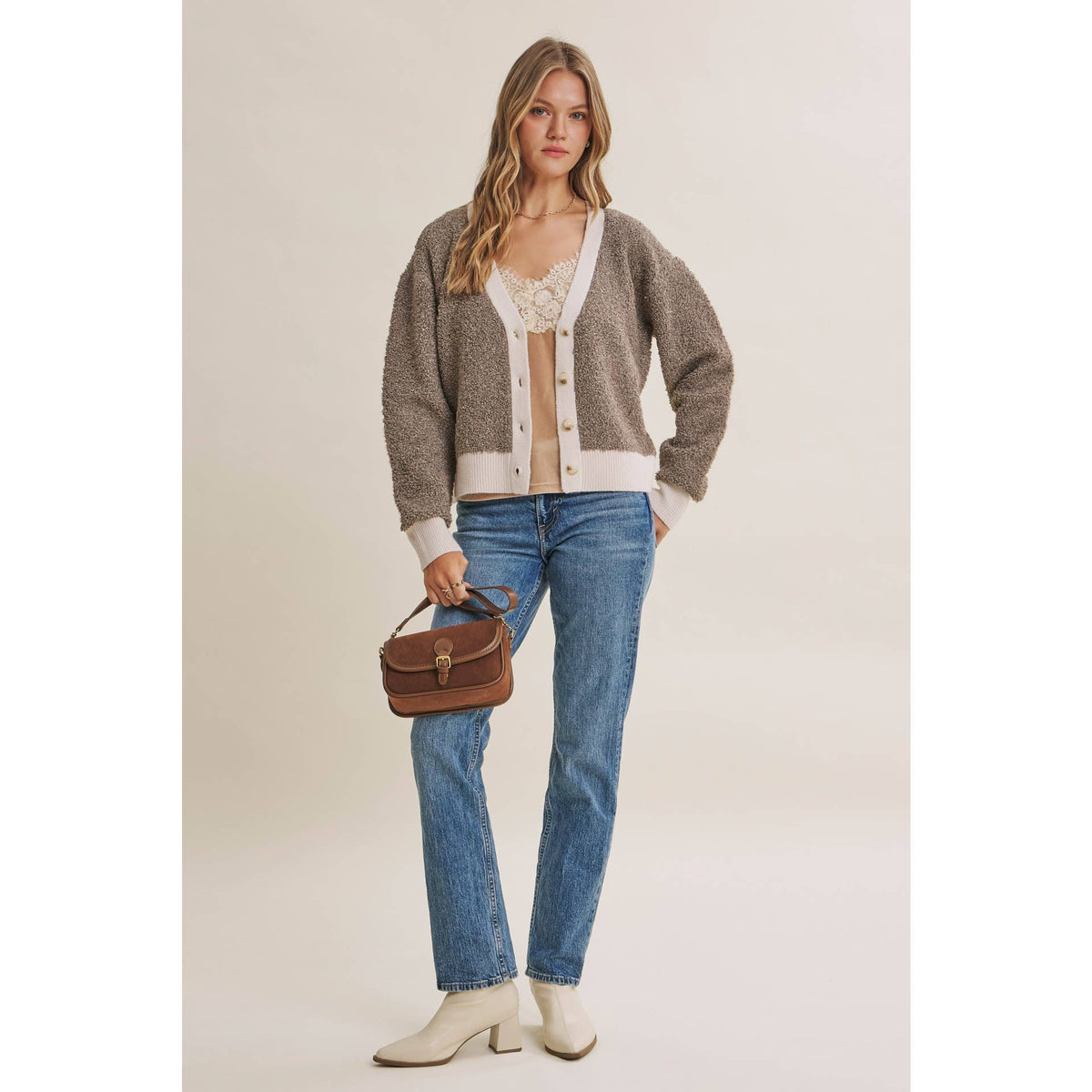 Boucle Button-Down Cardigan