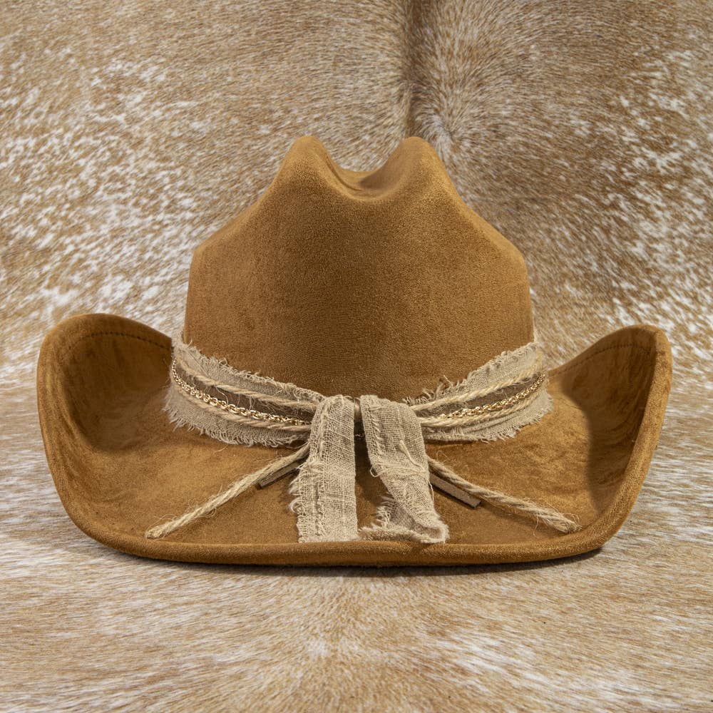 Suede Cowboy Hat / Frayed Chain Band