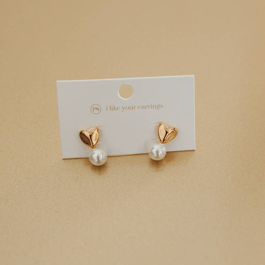 Swipe Right Pearl Heart Earrings