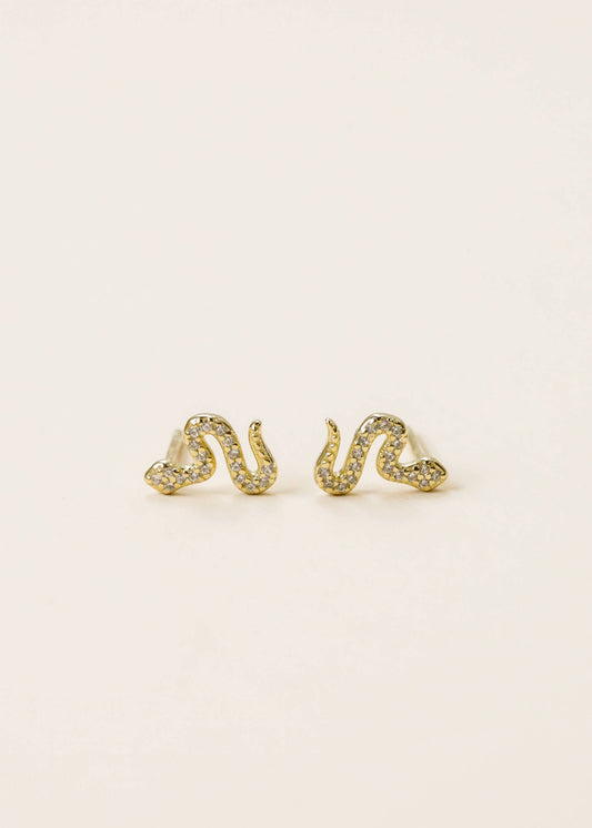 Pave Stud - Snake Earrings