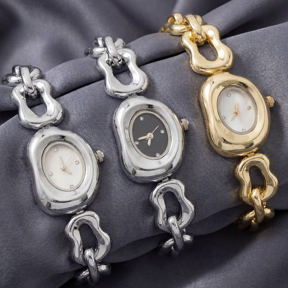 Oval Case Organic Link Chain Bracelet Watch