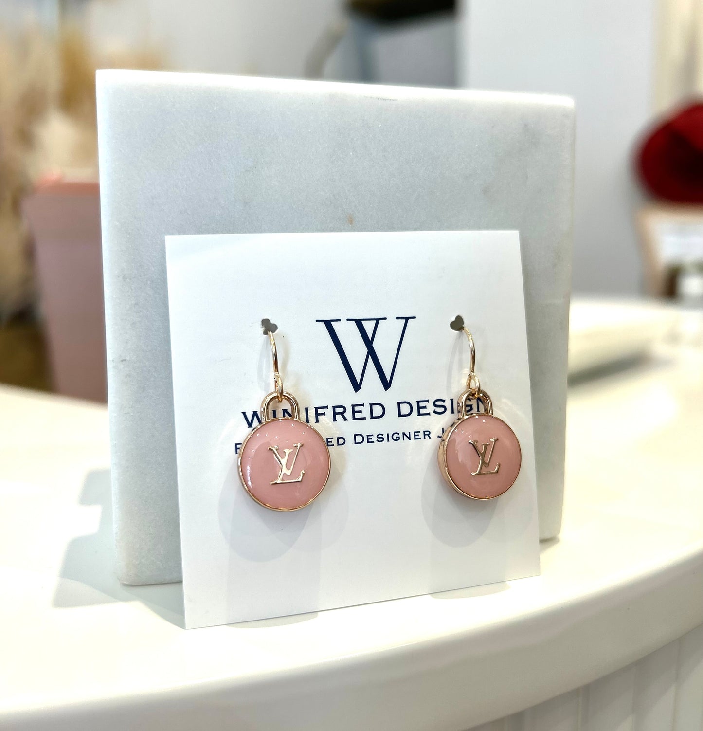 Pink LV Gold Drop Earrings