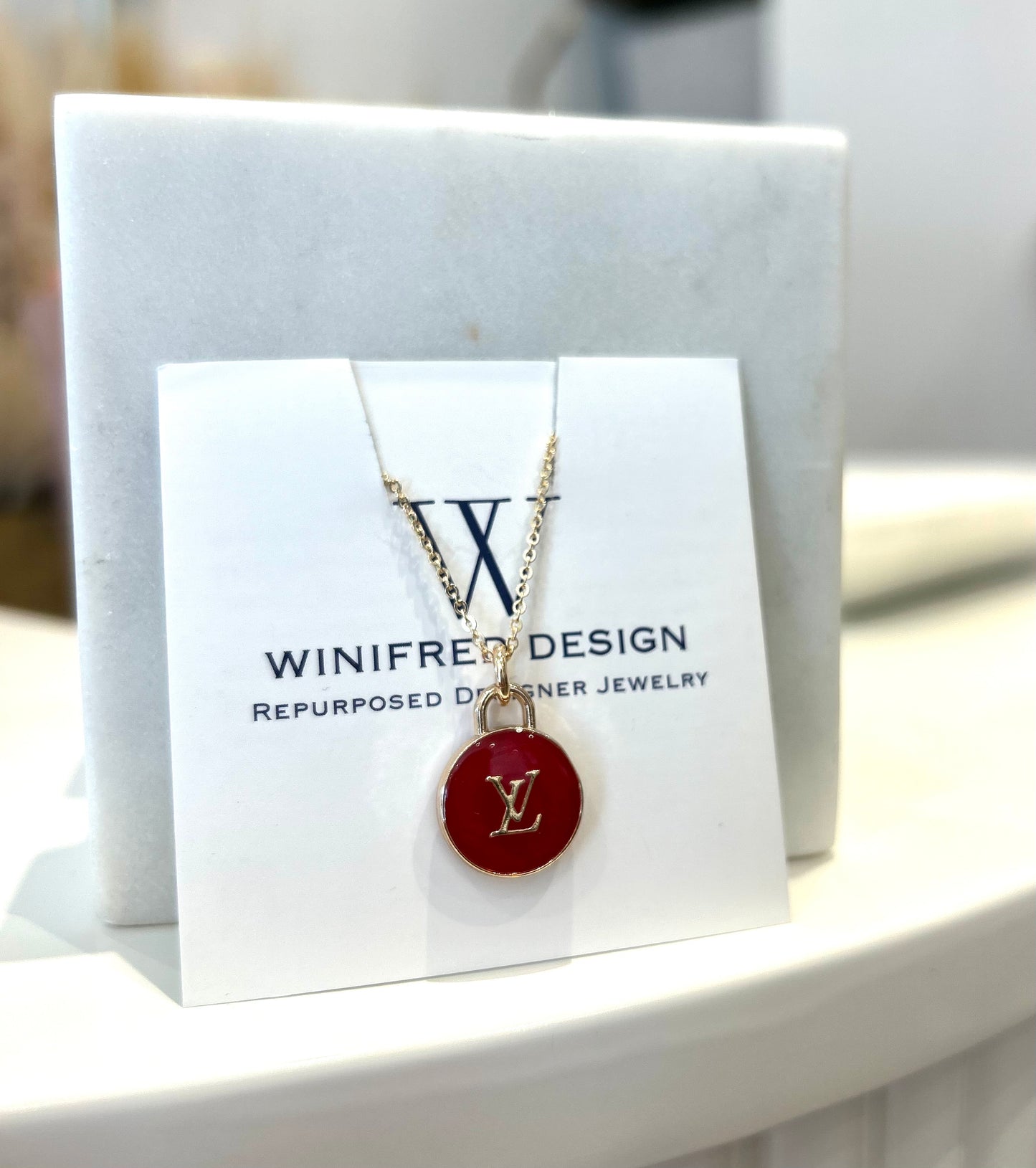 Red LV Gold Dainty Necklace