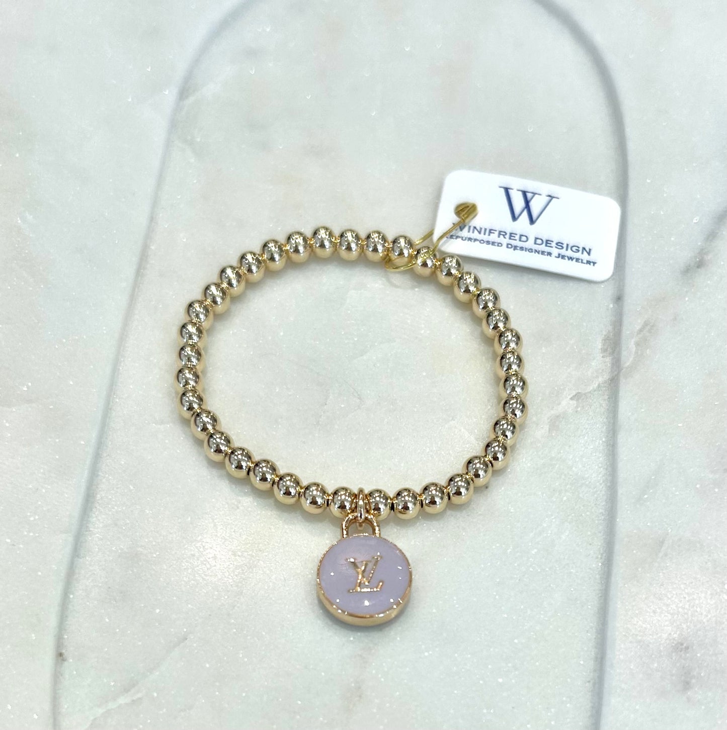 Lilac LV Stretch Bracelet - Gold