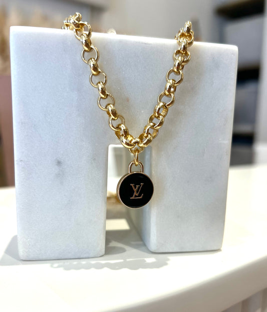 Black LV Rolo Gold Necklace