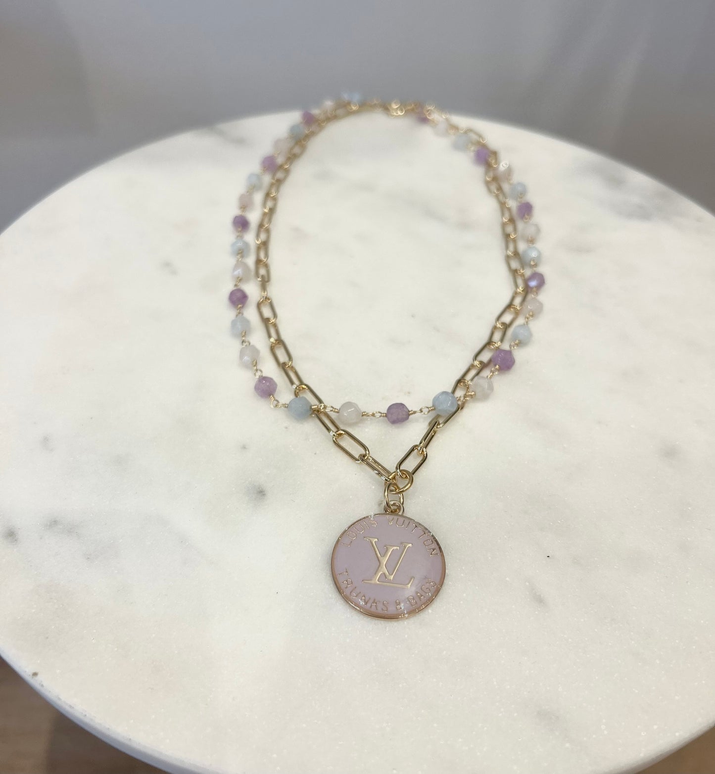 Lavender LV Double Bead Necklace