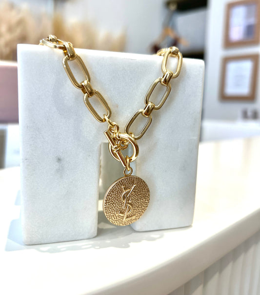 YSL Gold Toggle-Front Necklace