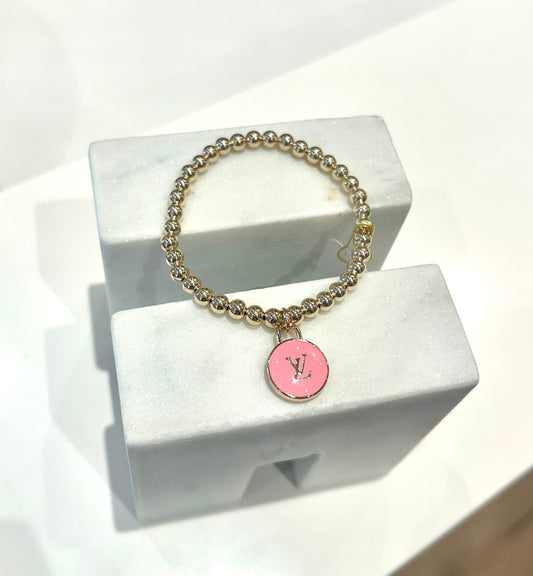 Pink LV Gold Stretch Bracelet