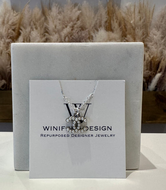 Mini Pearl Chanel- Dainty Silver Necklace