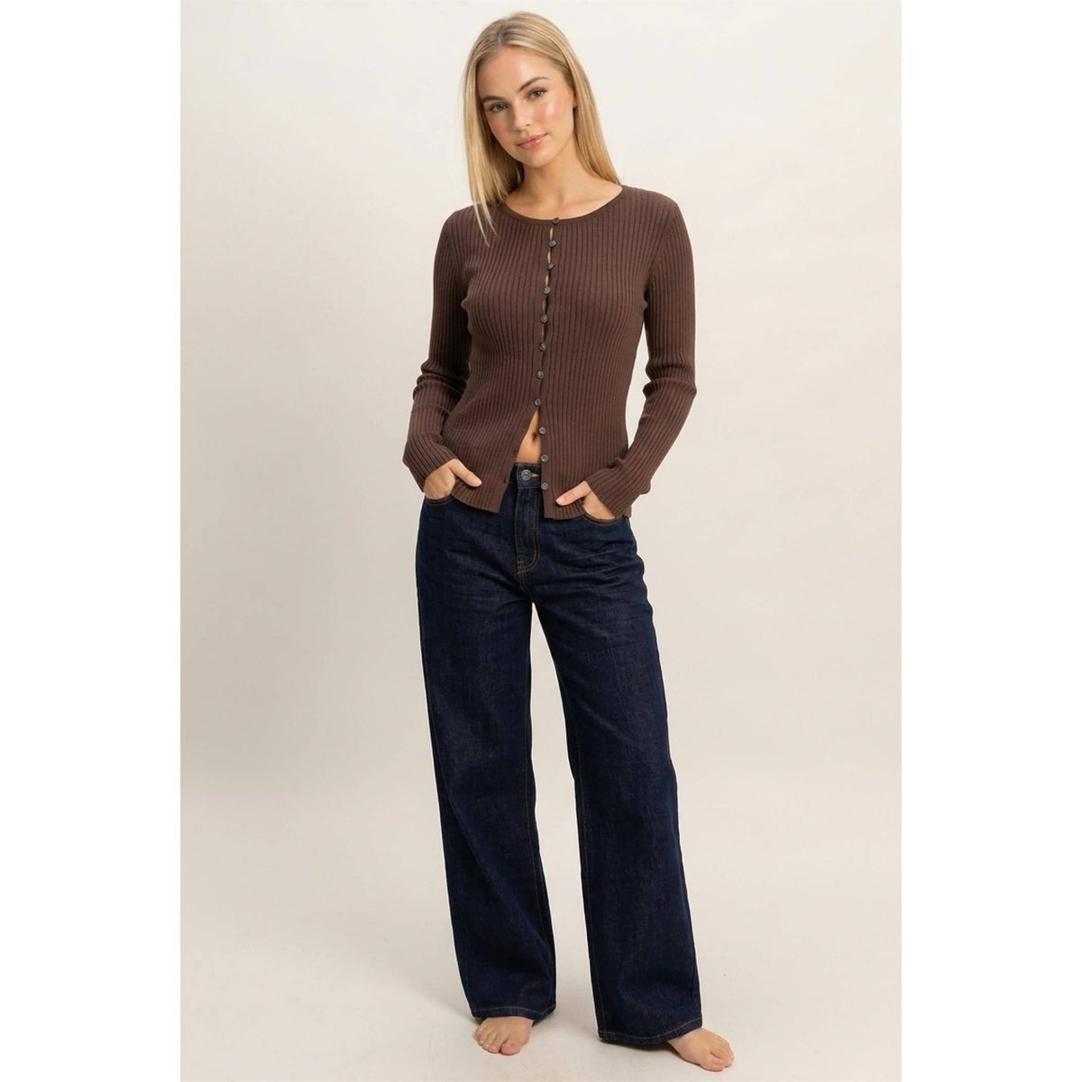Blake Ribbed Button Front Cardigan