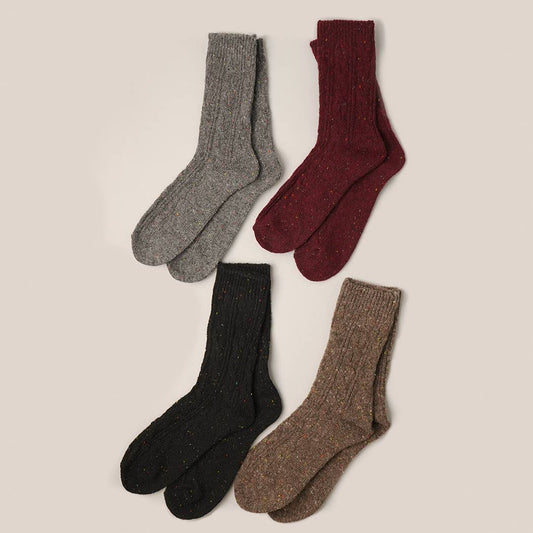 Women's Cable Knitted Wool Blend Crew Length Socks