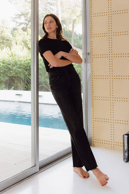 Black High-Rise Denim