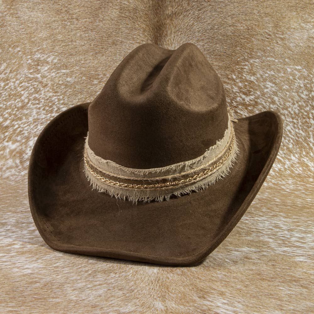 Suede Cowboy Hat / Frayed Chain Band