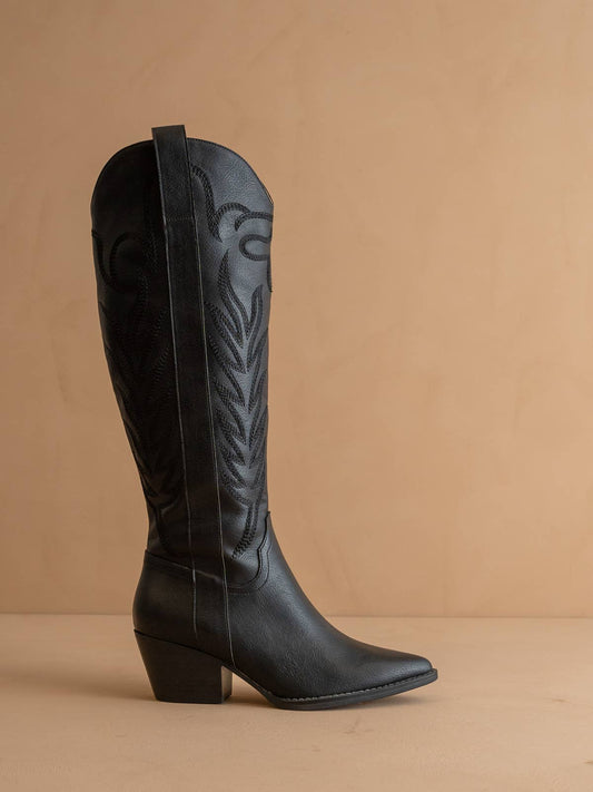 The Samara Black | Embroidered Western Boot