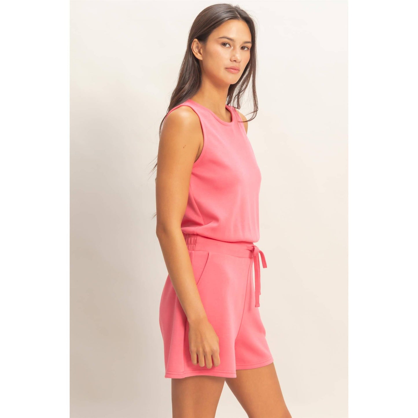 Violet Drawstring Waist Romper