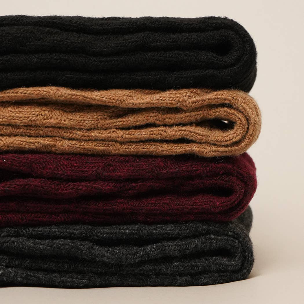 Women's Rib Knitted Wool Blend Crew Socks.