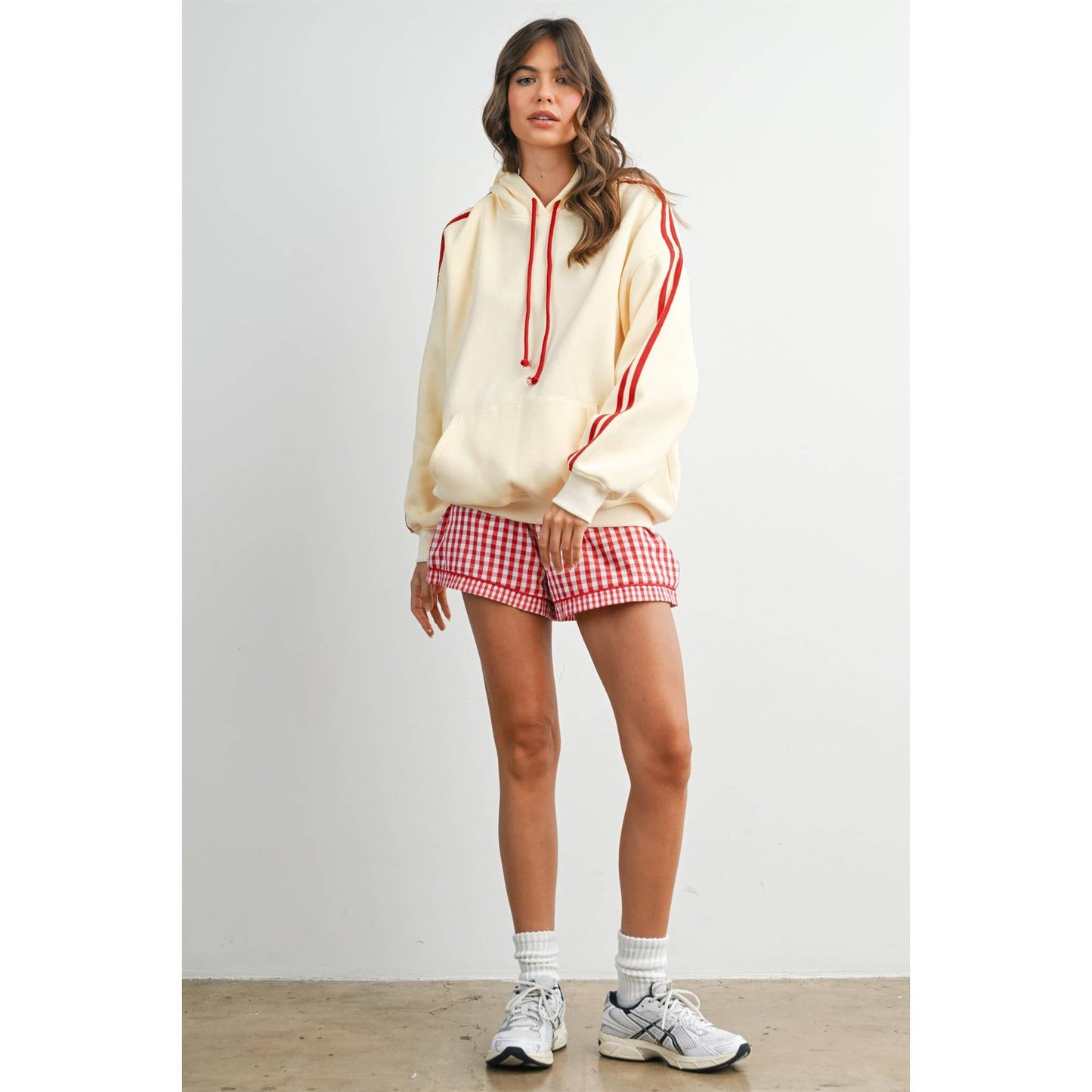 Winnie Contrast Striped  Drawstring Hoodie