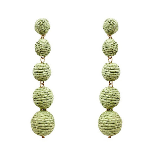 Linear Raffia Ball Post Earring