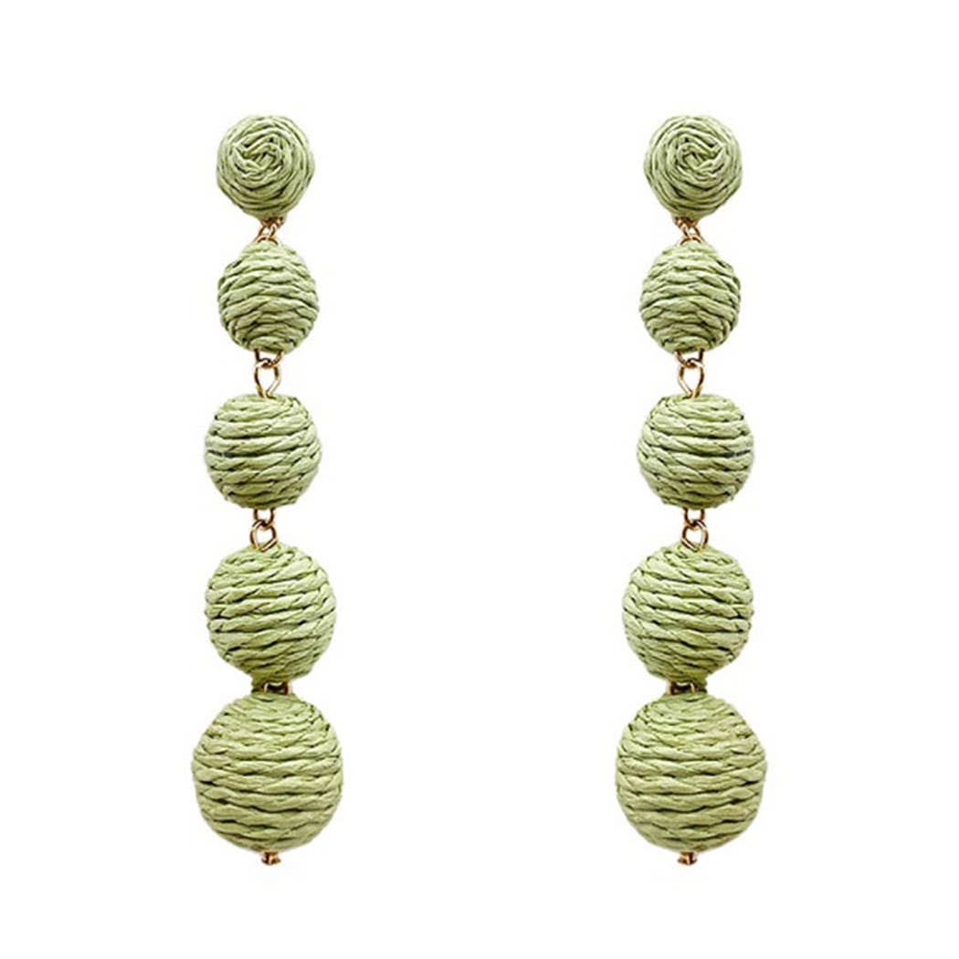 Linear Raffia Ball Post Earring