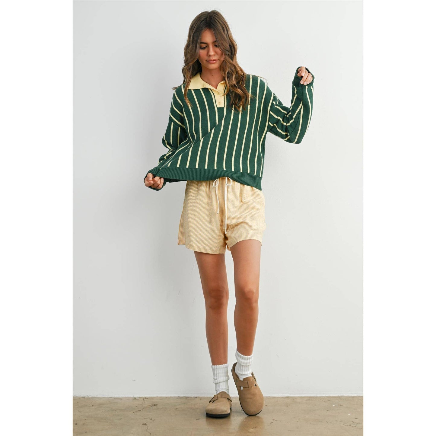 Aria Collared Striped Polo Sweater