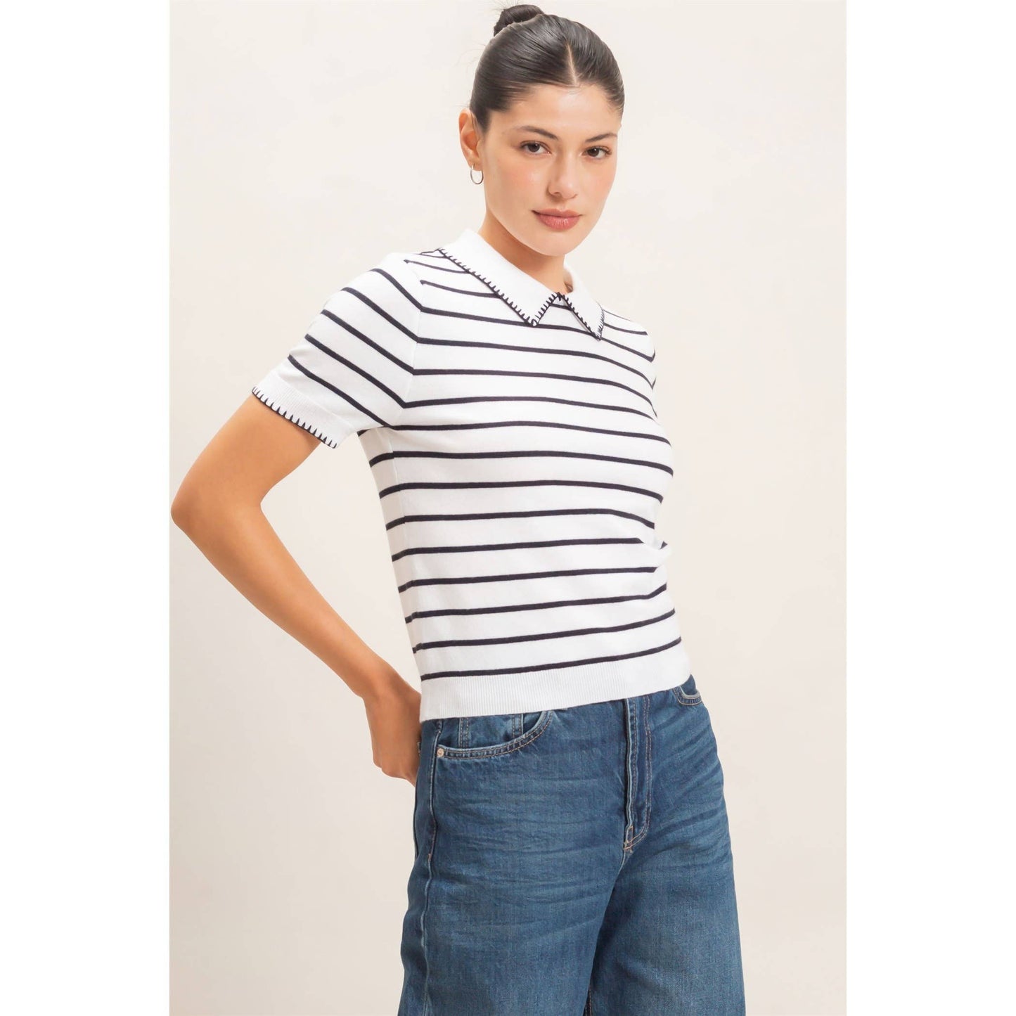 Brynn Striped Polo Sweater