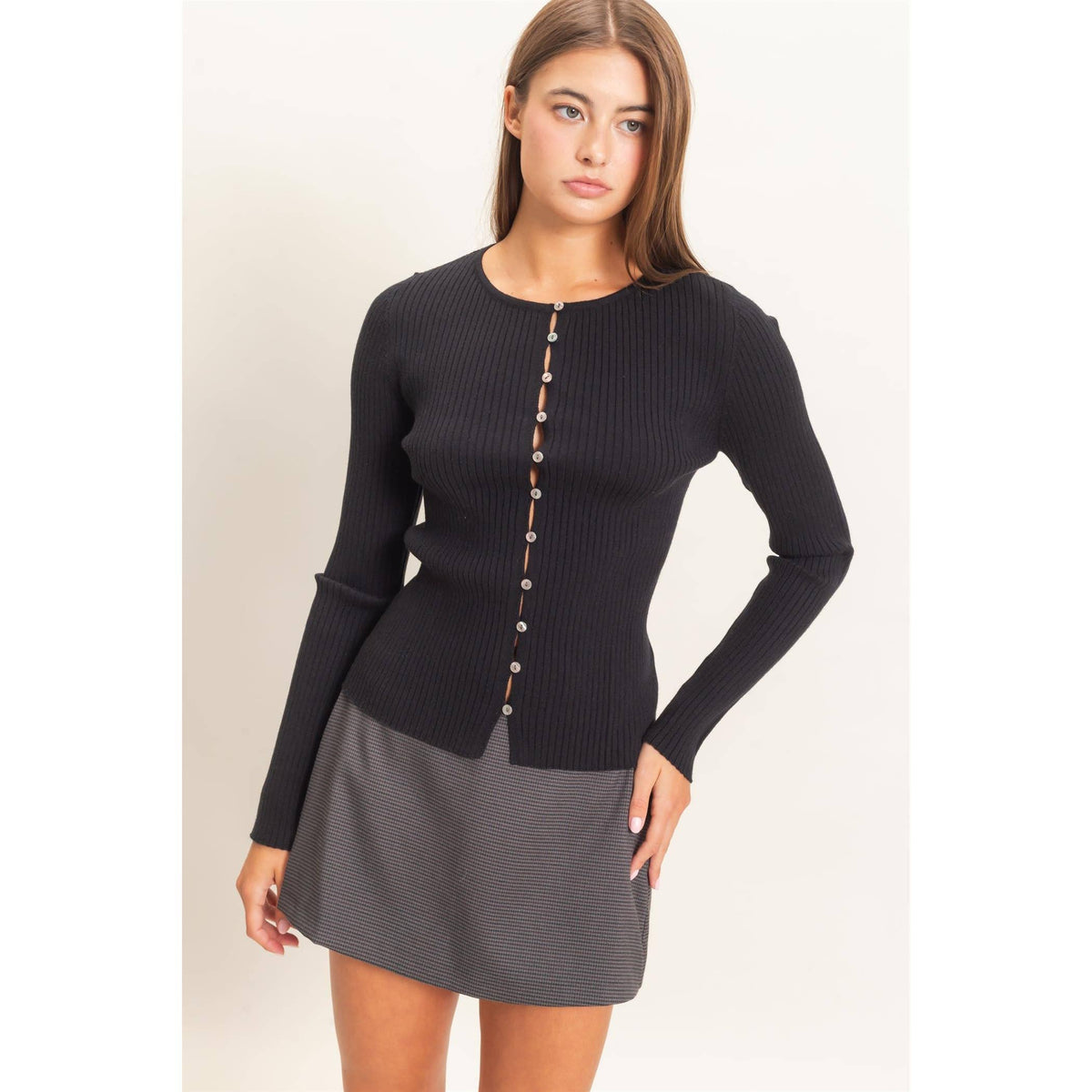 Blake Ribbed Button Front Cardigan