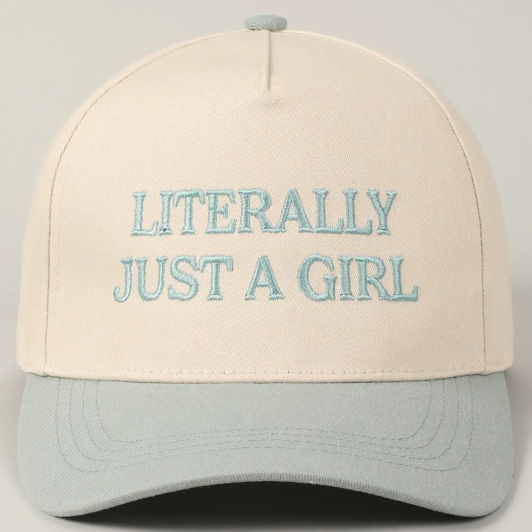 Literally Just A Girl Embroidery Two Tone Trucker Hat