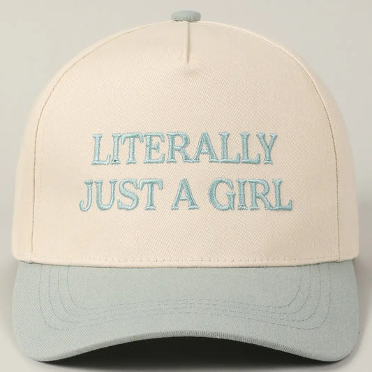 Literally Just A Girl Embroidery Two Tone Trucker Hat