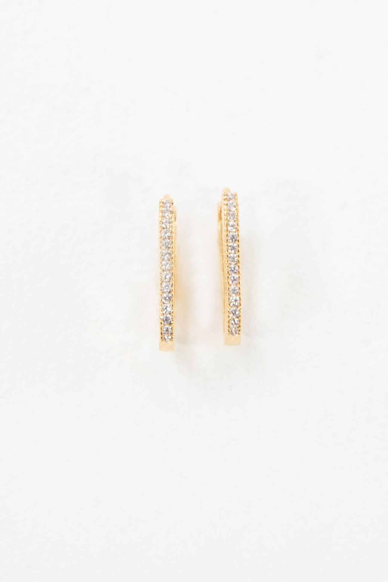 Oval Stone Hoop Earrings | Gold