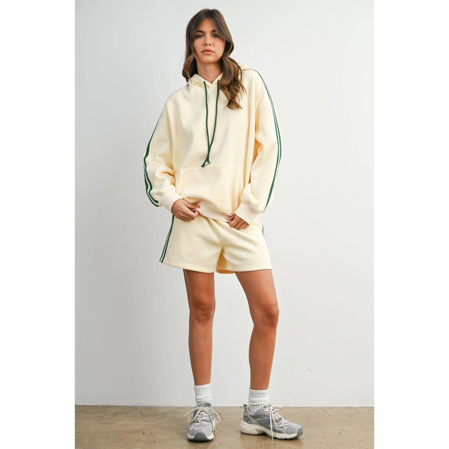 Winnie Contrast Striped  Drawstring Hoodie