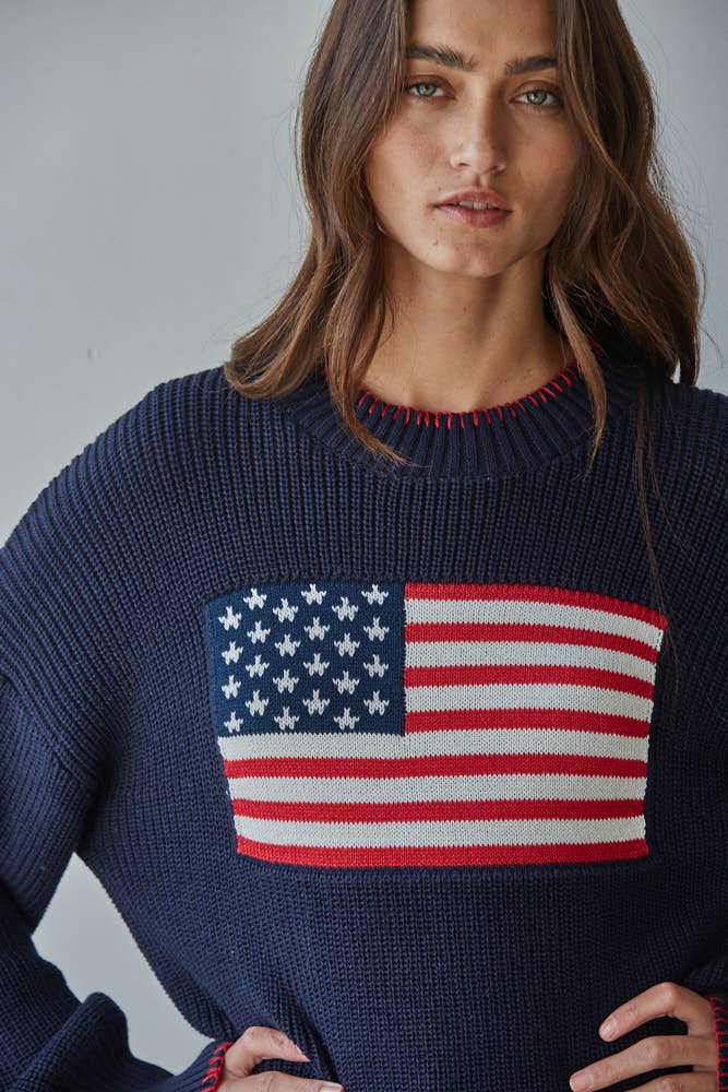 American Flag Pullover Sweater