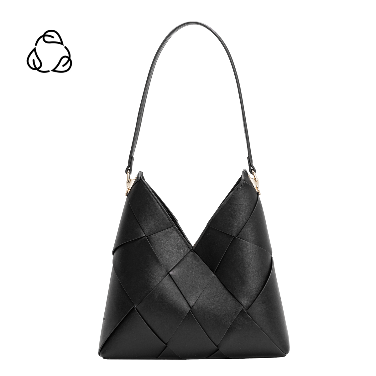 Phaedra Black Vegan Leather Shoulder Bag