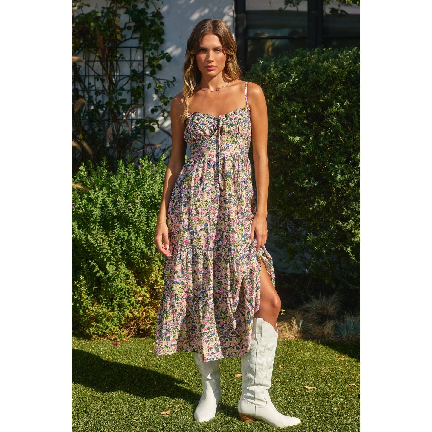 Morning Glory Corset Tie Back Dress