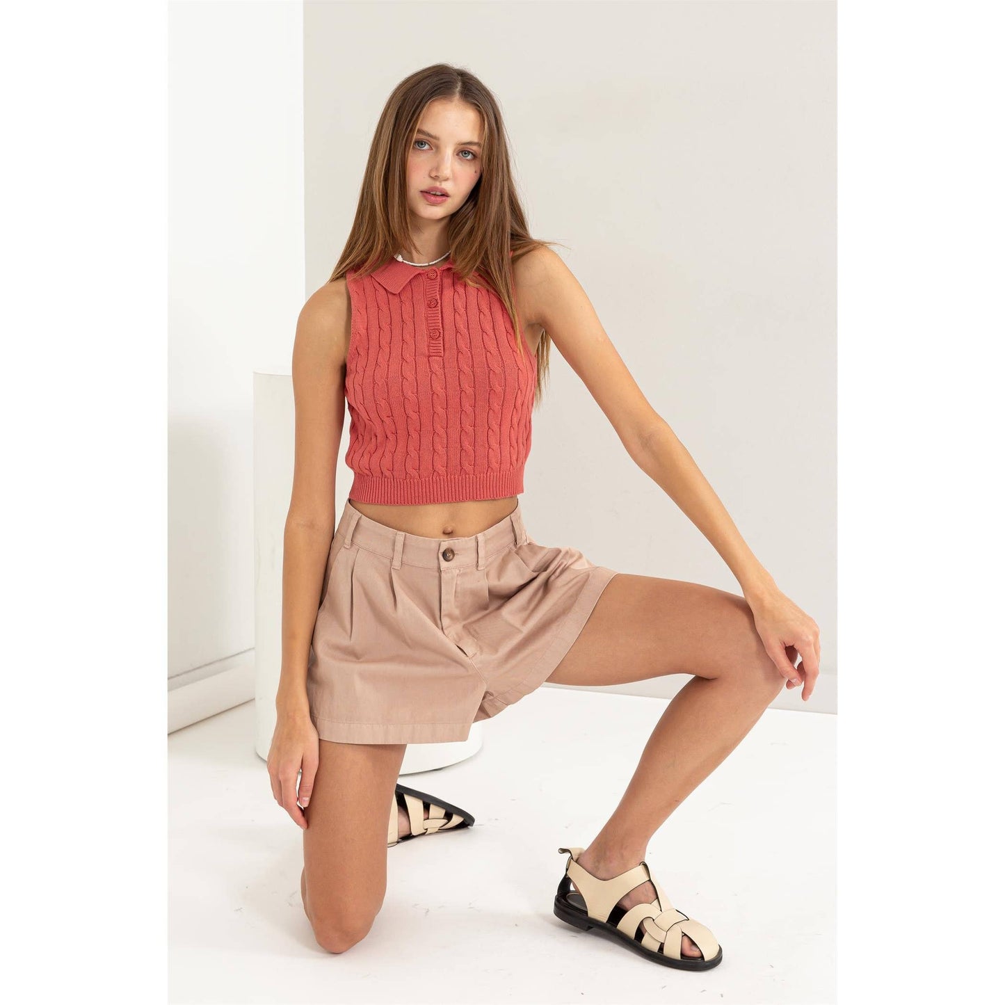 Savannah High Waisted Pleated Shorts