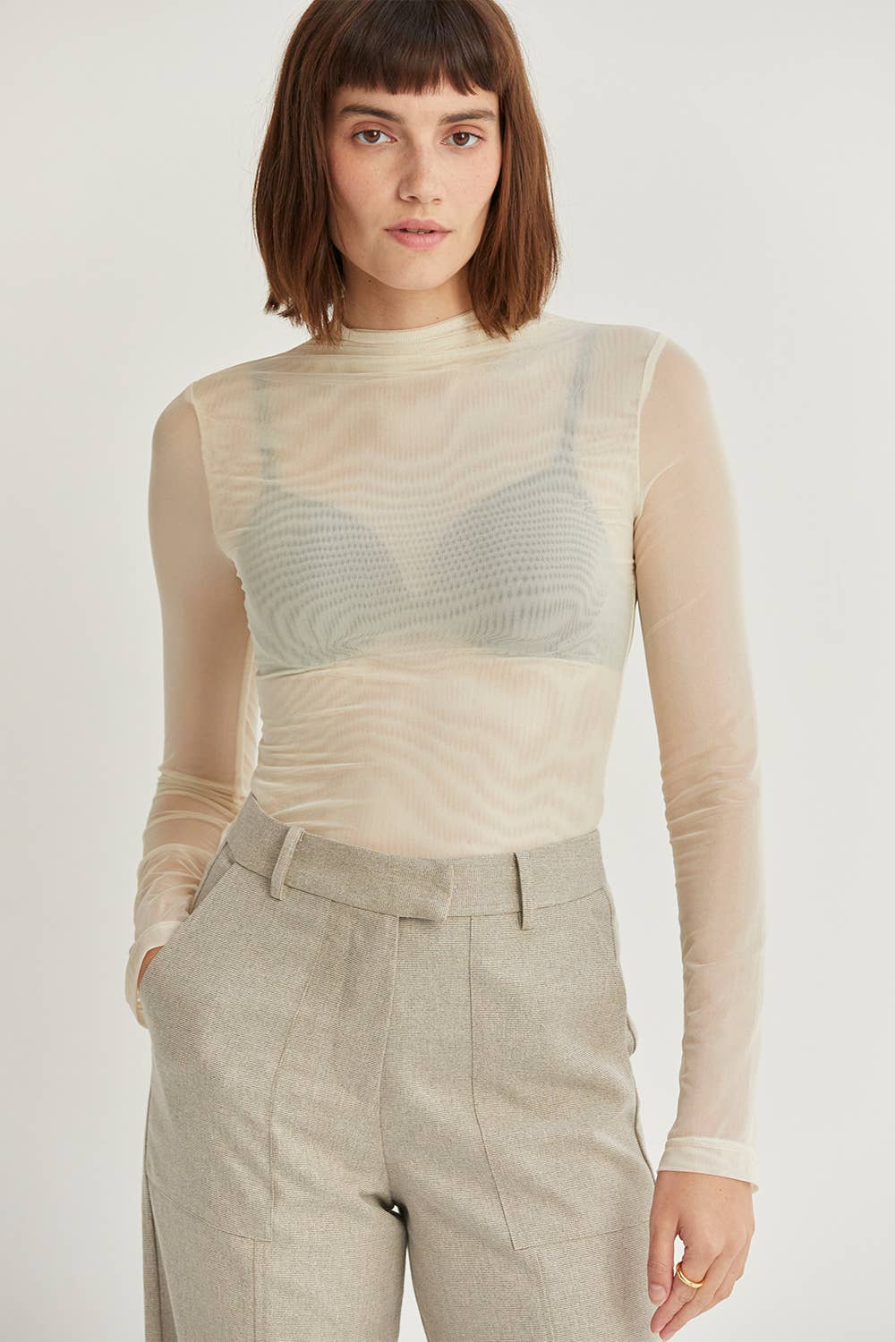 Ramona Mock Neck Mesh Top