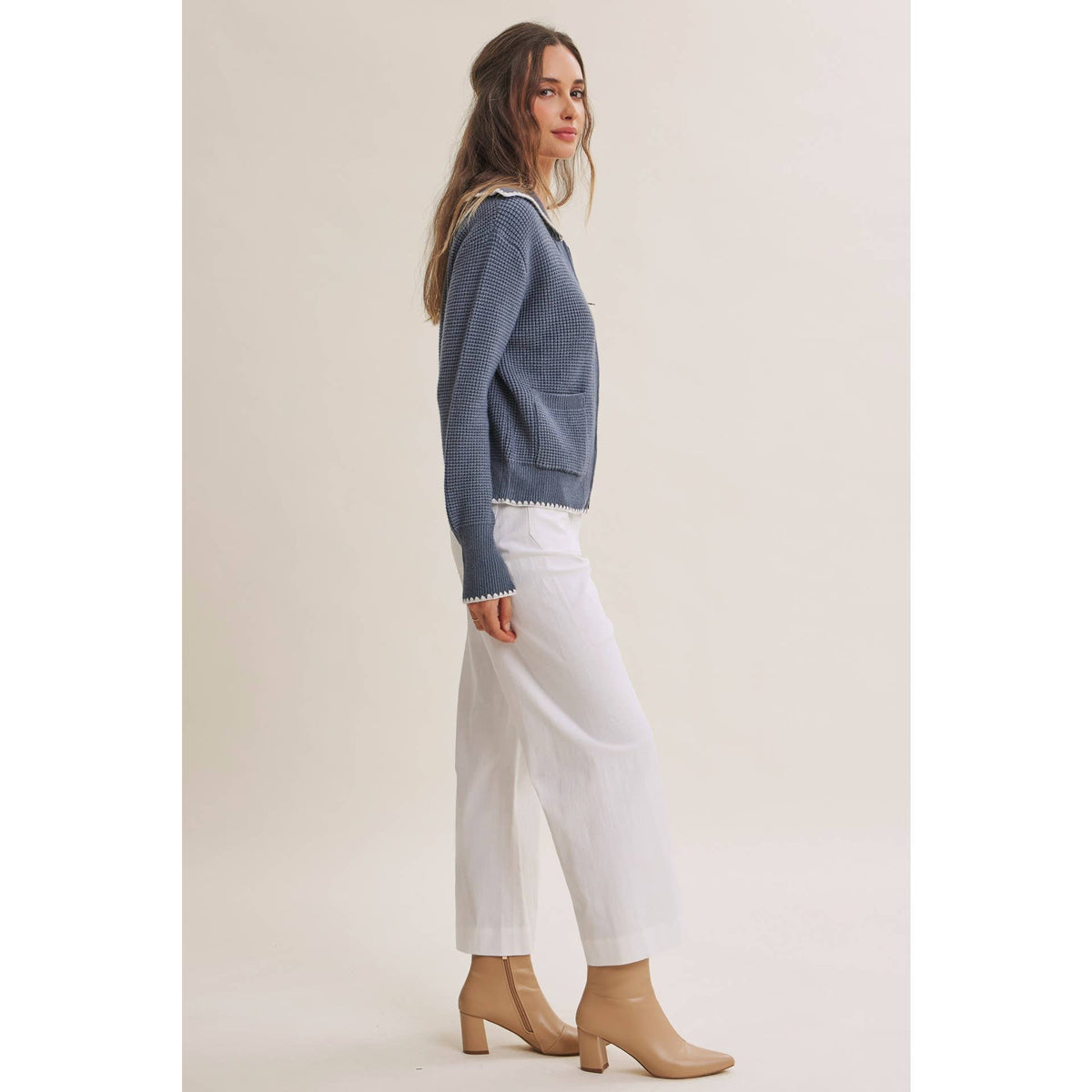 Benson Waffle Knit Zip-Up