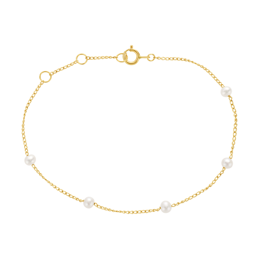 14kt Gold Minimalist Pearl Bracelet