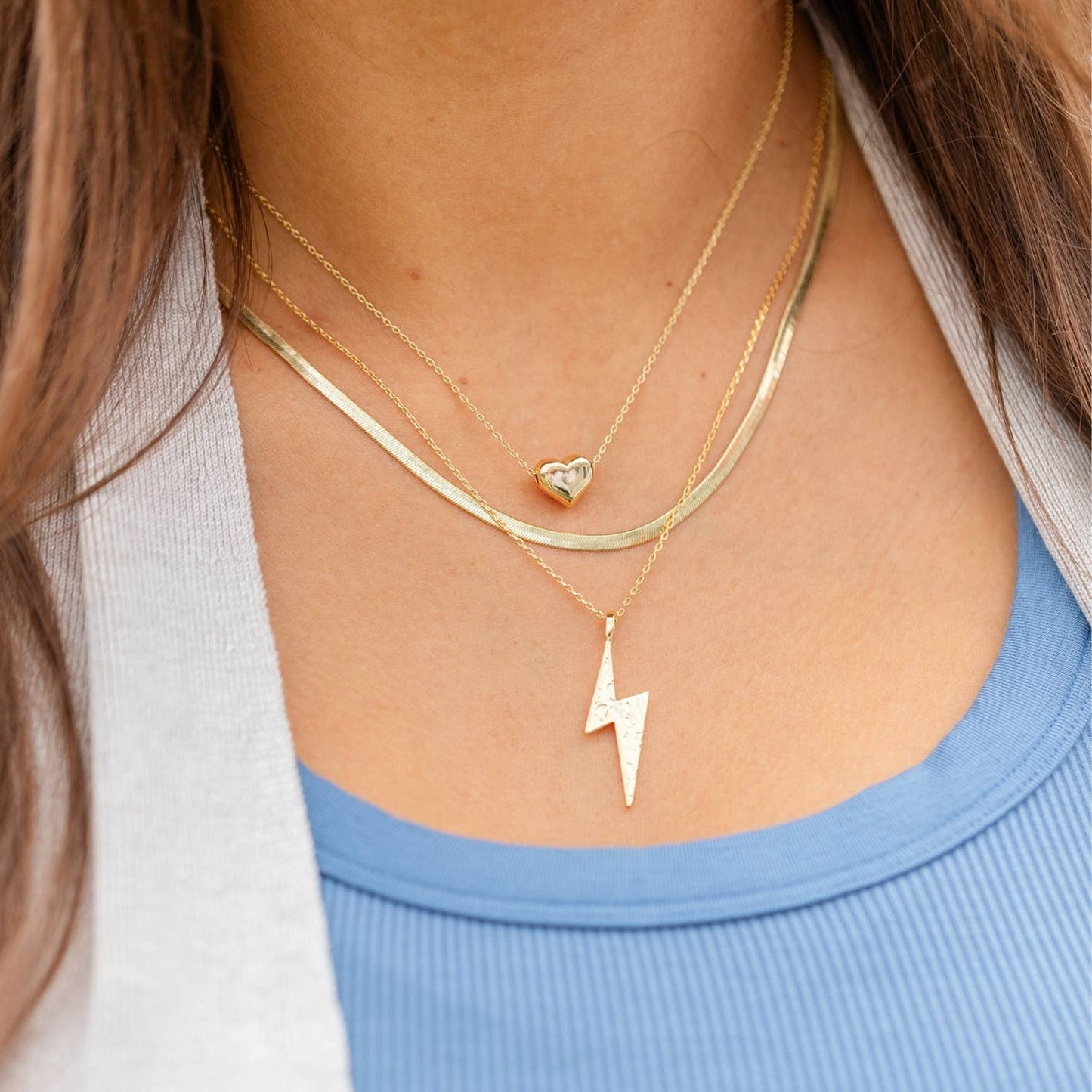 Gilded Lightning Strike Pendant Necklace
