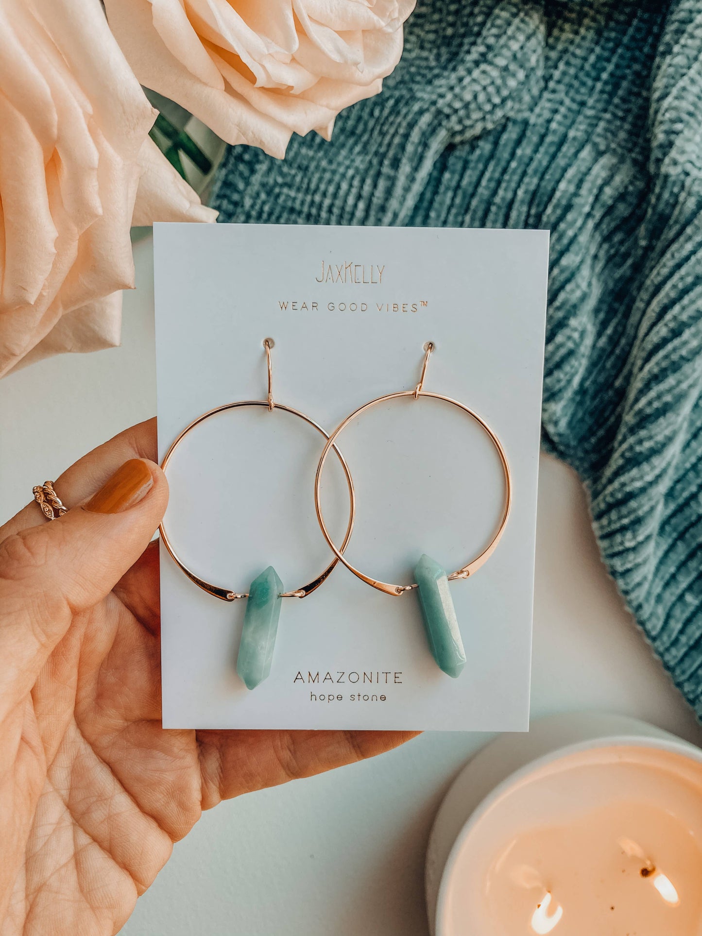 Amazonite Hoops