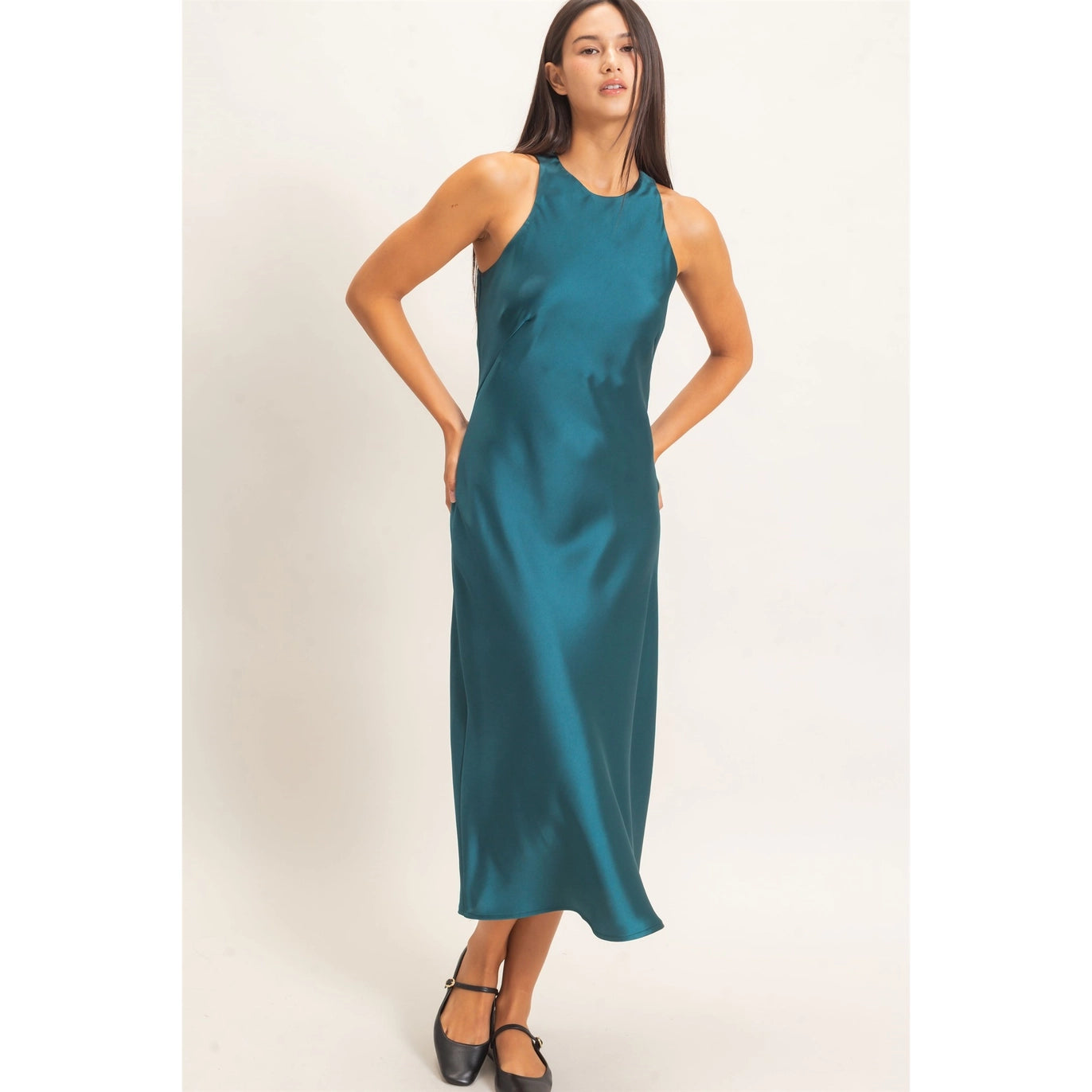 Antone Satin Midi Dress