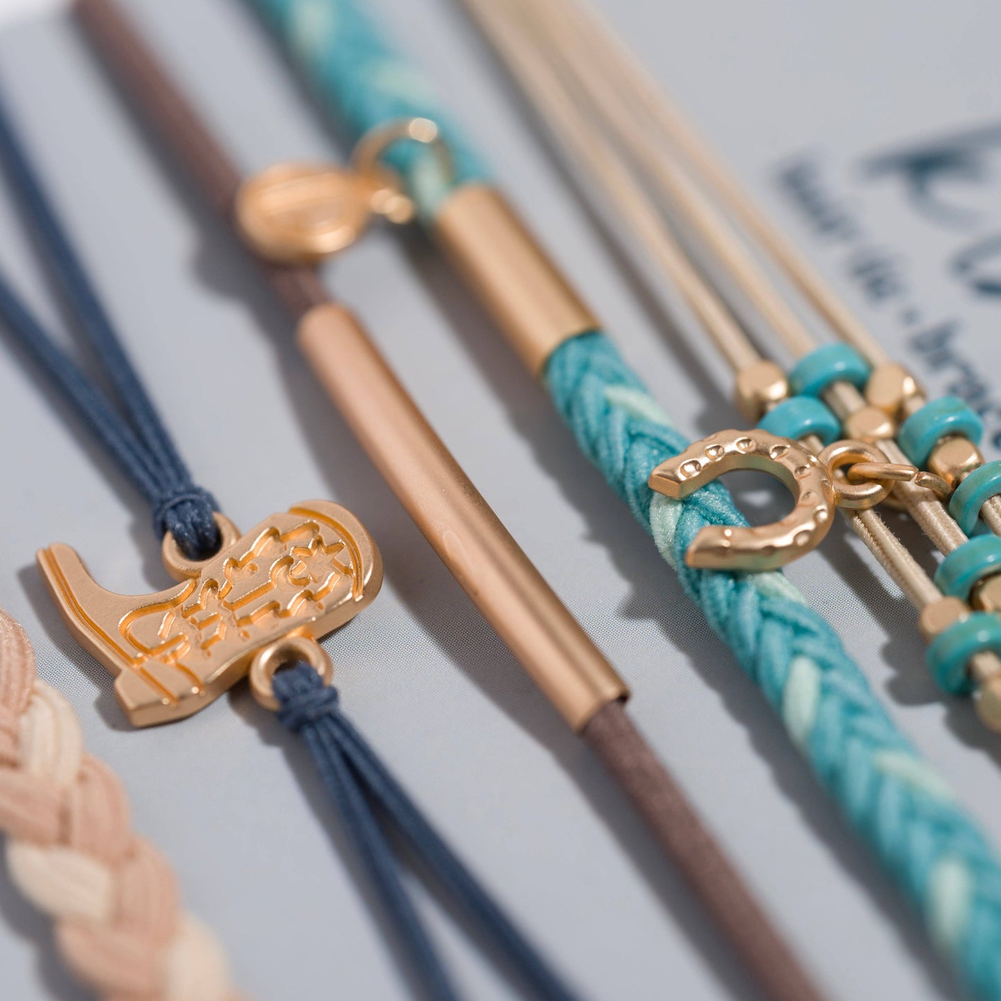 "Stride" Turquoise with Gold Cowboy Boot Hair Tie Bracelets