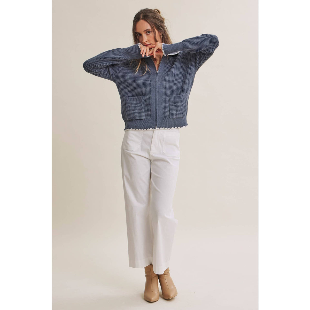 Benson Waffle Knit Zip-Up