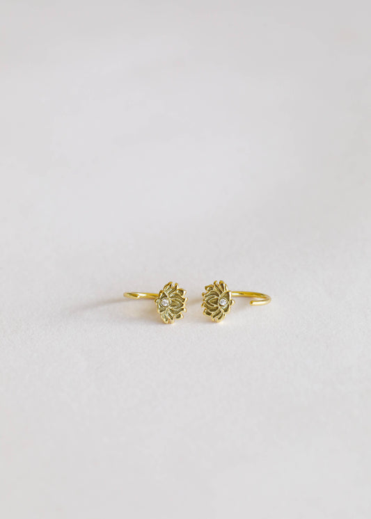 Icon Huggies - Lotus Flower - Gold Earrings