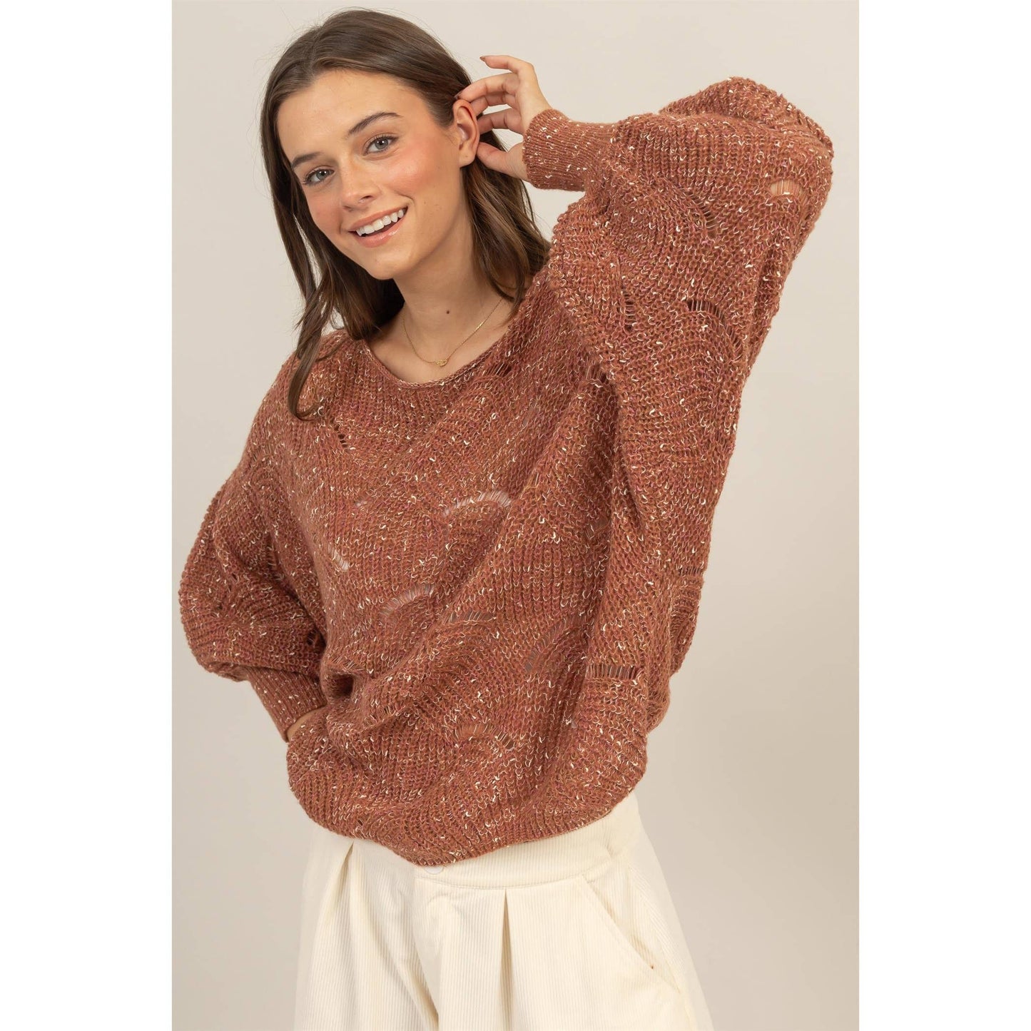 Mary Pointelle Chunky Knit Sweater